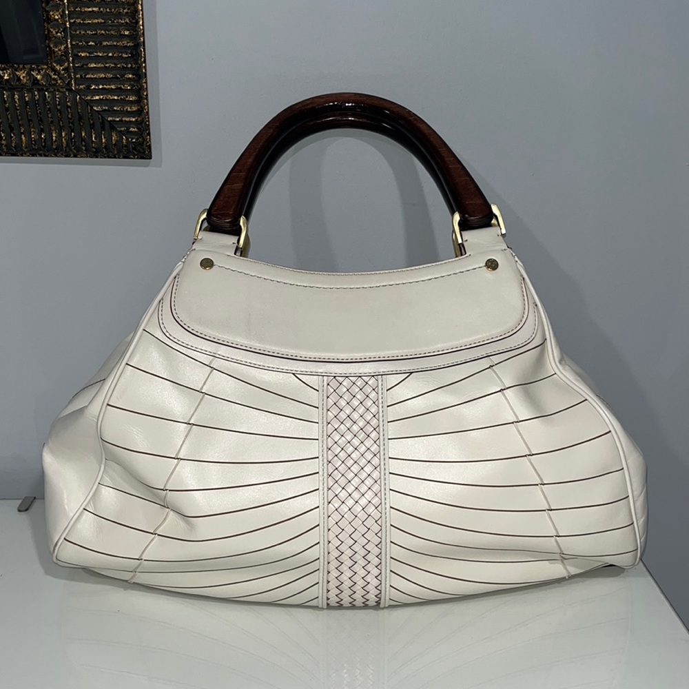 Cole Haan leather wooden handle shoulder handbag